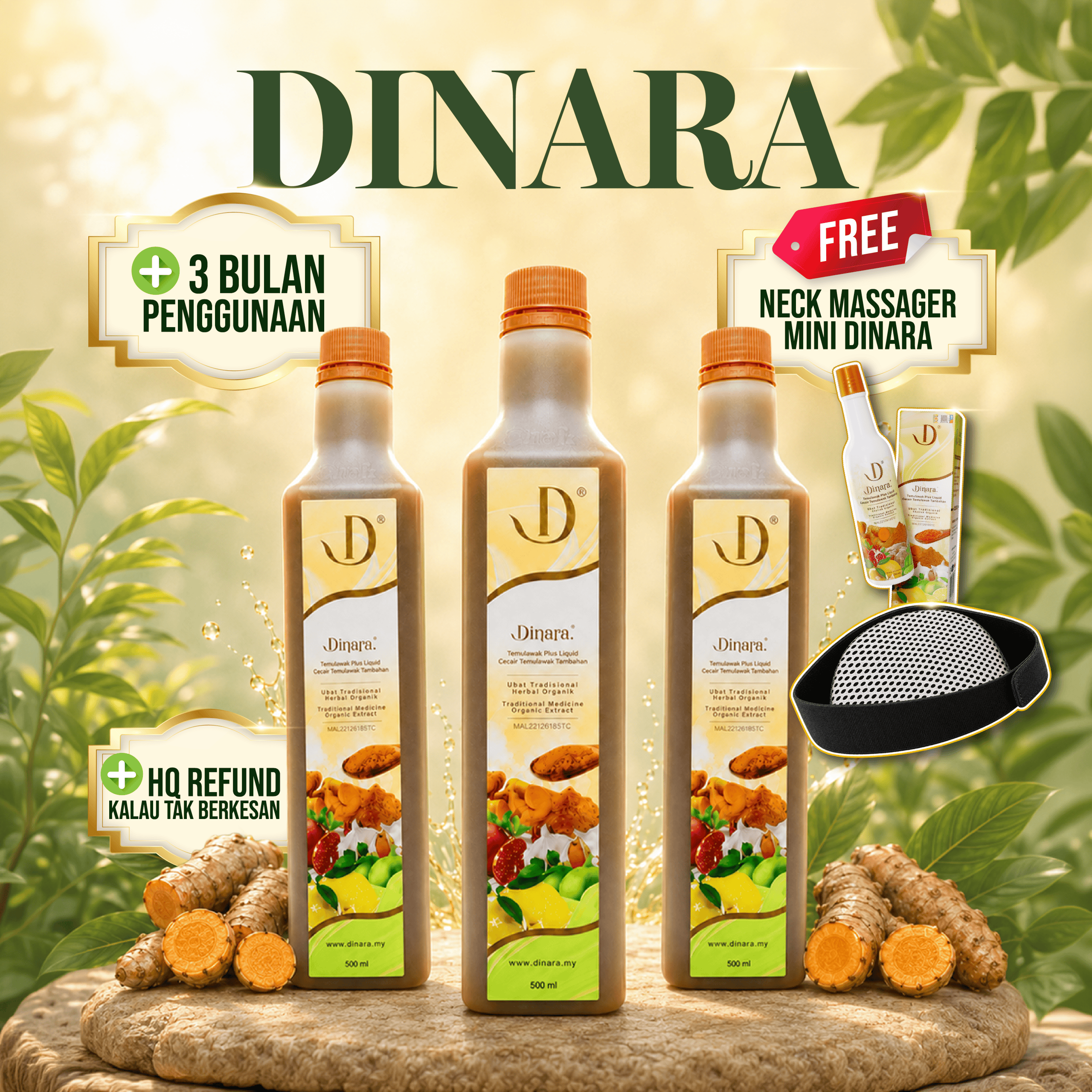 3 Botol Dinara + Free Neck Massager + Free Mini Dinara